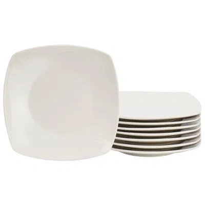 Gibson Home Zen Buffetware 8 Piece 7in Stoneware Dessert Plate Set In White