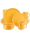 Gibson Home Zuma 16pc Round Stoneware Dinnerware Set In Yellow