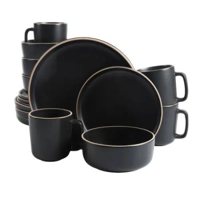 Gibson Home Zuma 16-piece Matte Stoneware Dinnerware Set In Black