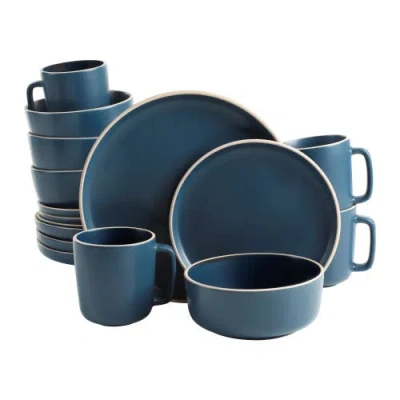 Gibson Home Zuma 16-piece Matte Stoneware Dinnerware Set In Blue