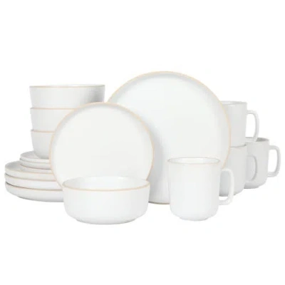 Gibson Home Zuma 16-piece Matte Stoneware Dinnerware Set In White