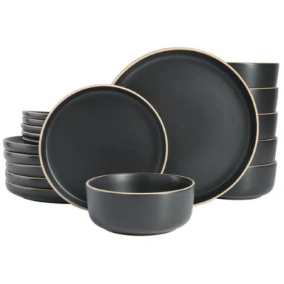 Gibson Home Zuma 18 Piece Dinnerware Set In Black