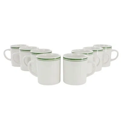 Gibson Homewares 8-piece Set 16 Ounce Green Banded Mug