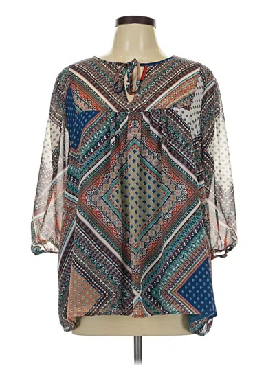 Pre-owned Gibson Latimer 3/4 Sleeve Blouse In Blue