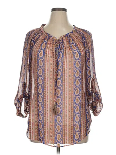 Pre-owned Gibson Latimer 3/4 Sleeve Blouse In Brown