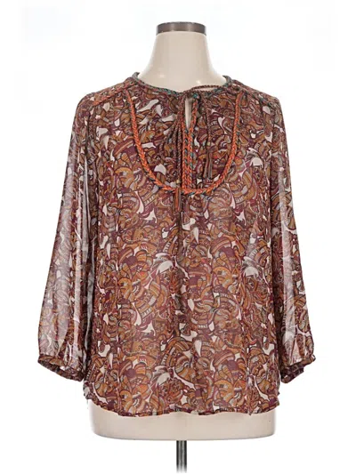 Pre-owned Gibson Latimer 3/4 Sleeve Blouse In Brown