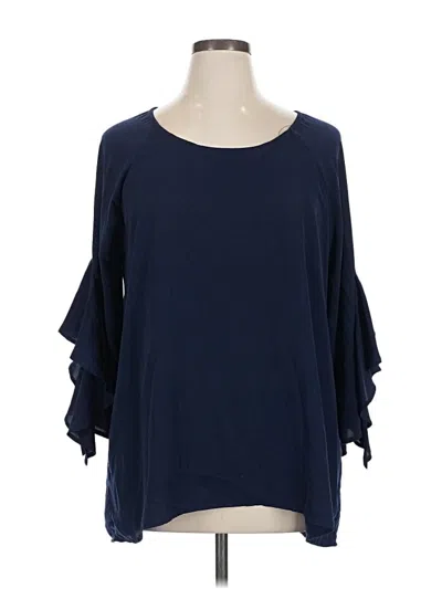 Pre-owned Gibson Latimer 3/4 Sleeve Top Blue Boatneck Tops