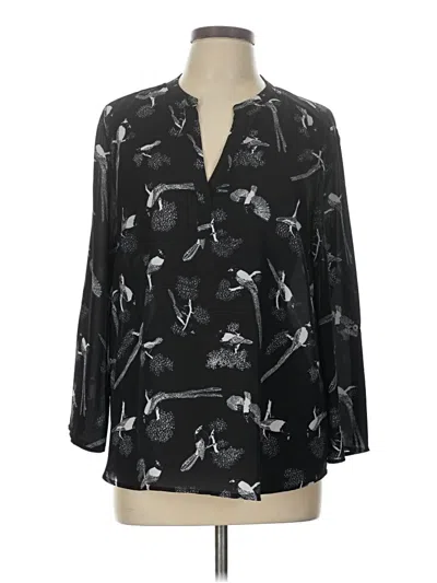 Pre-owned Gibson Latimer Long Sleeve Blouse In Black