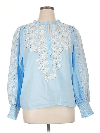 Pre-owned Gibson Latimer Long Sleeve Blouse In Blue
