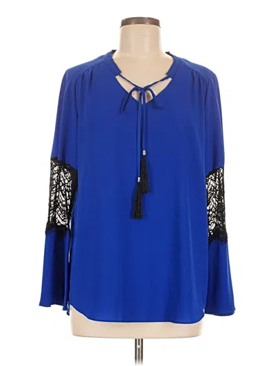Pre-owned Gibson Latimer Long Sleeve Blouse In Blue