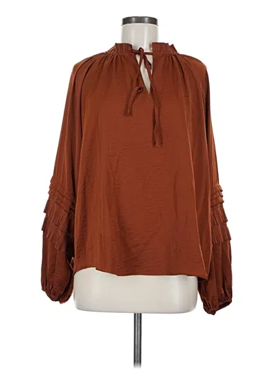 Pre-owned Gibson Latimer Long Sleeve Blouse In Brown