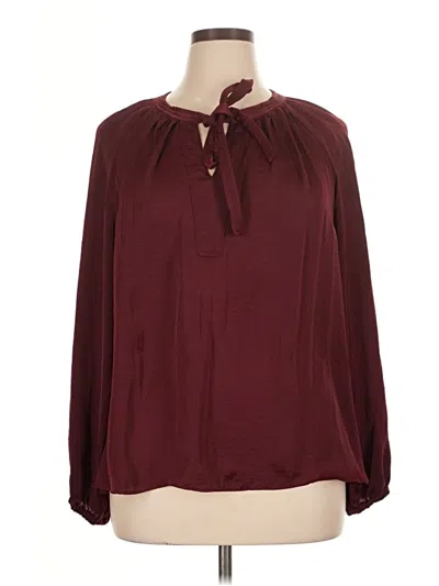 Pre-owned Gibson Latimer Long Sleeve Blouse In Burgundy