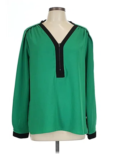 Pre-owned Gibson Latimer Long Sleeve Blouse In Green