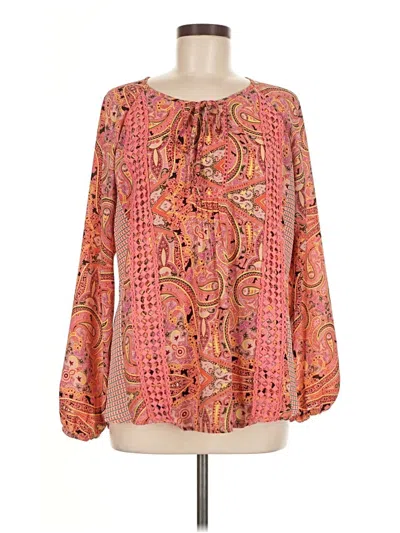 Pre-owned Gibson Latimer Long Sleeve Blouse In Orange