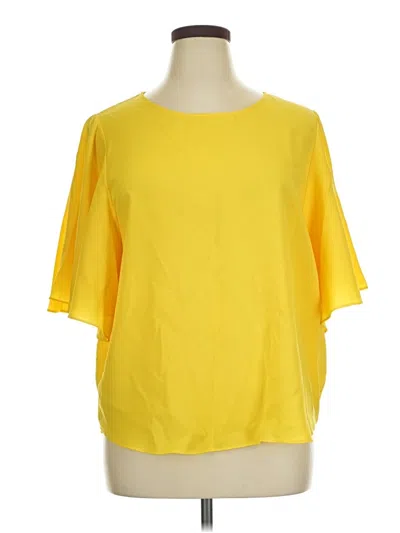 Pre-owned Gibson Latimer Short Sleeve Blouse In Yellow