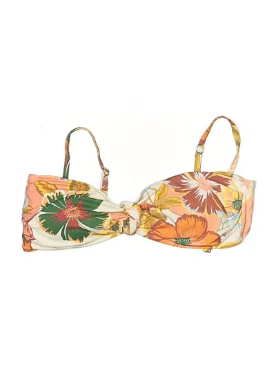 Pre-owned Gibson Latimer Swimsuit Top Orange Floral Pattern Swimwear