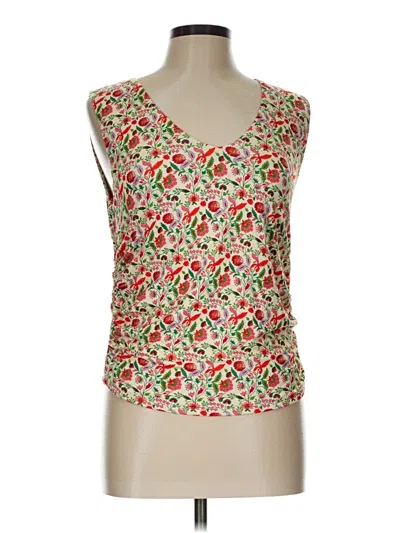 Pre-owned Gibson Latimer Tank Top Ivory Plunge Neckline Tops In White