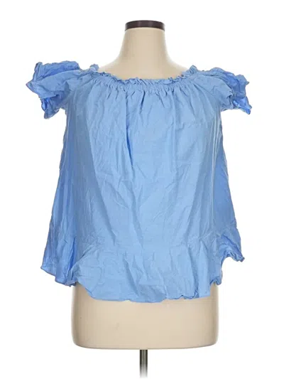 Pre-owned Gibson Latimer Tube Top Blue Ruffles Neckline Tops