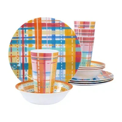 Gibson Laurie Gates California Designs Casablanca12-pc. Melamine Dinnerware Set In Multi