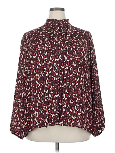 Pre-owned Gibson Long Sleeve Blouse In Burgundy
