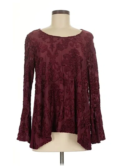 Pre-owned Gibson Long Sleeve Blouse In Burgundy