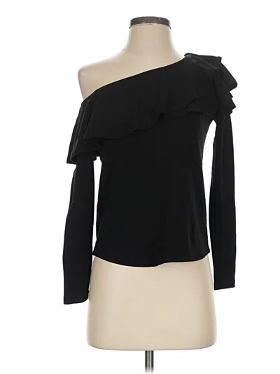 Pre-owned Gibson Long Sleeve Top Black One Shoulder Neckline Tops