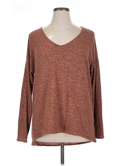 Pre-owned Gibson Long Sleeve Top Brown V-neck Tops