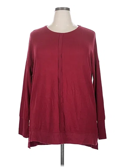 Pre-owned Gibson Long Sleeve Top Burgundy Crew Neck Tops