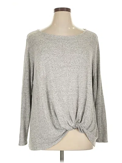 Pre-owned Gibson Long Sleeve Top Gray Boatneck Tops