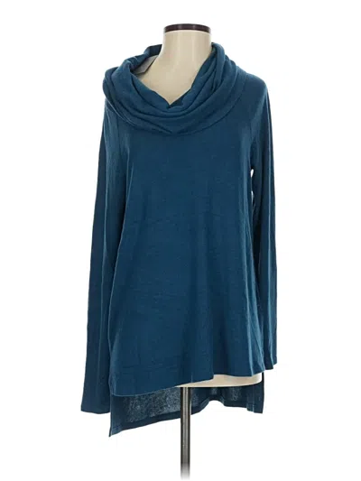 Pre-owned Gibson Long Sleeve Top Teal Cowl Neck Tops In Blue