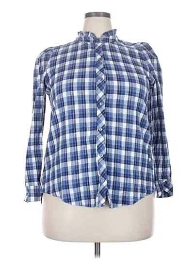 Pre-owned Gibson Look 3/4 Sleeve Button Down Shirt In Blue