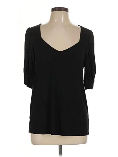 Pre-owned Gibson Look 3/4 Sleeve Top Black Cold Shoulder Neckline Tops