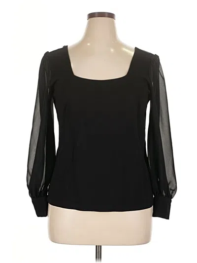 Pre-owned Gibson Look 3/4 Sleeve Top Black Square Neckline Tops
