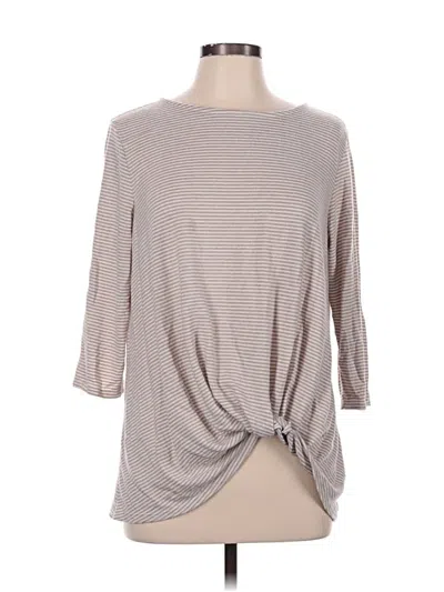 Pre-owned Gibson Look 3/4 Sleeve Top Gray Boatneck Tops