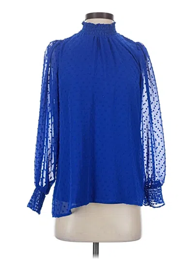 Pre-owned Gibson Look Long Sleeve Blouse In Blue