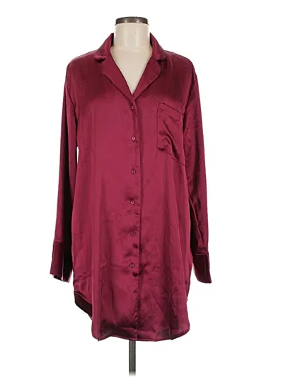 Pre-owned Gibson Look Long Sleeve Blouse In Burgundy
