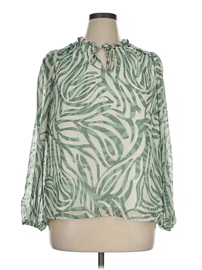 Pre-owned Gibson Look Long Sleeve Blouse In Green