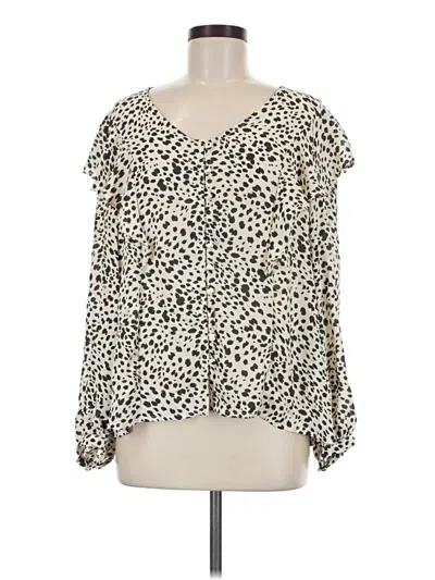 Pre-owned Gibson Look Long Sleeve Blouse In Ivory