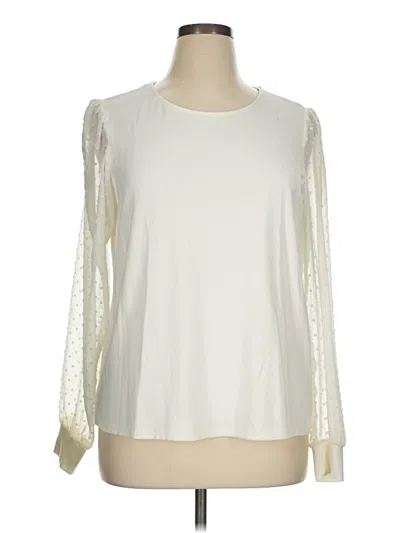 Pre-owned Gibson Look Long Sleeve Blouse In White