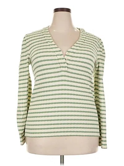 Pre-owned Gibson Look Long Sleeve Henley Shirt In Green