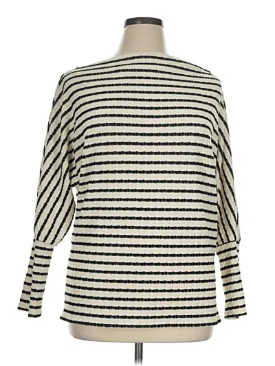 Pre-owned Gibson Look Long Sleeve Top Ivory Turtleneck Tops