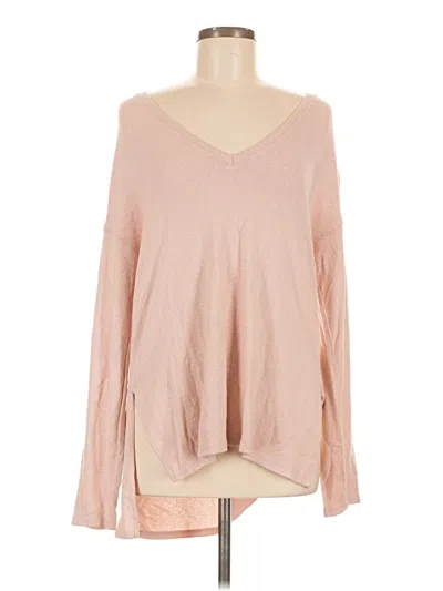 Pre-owned Gibson Look Long Sleeve Top Pink V-neck Tops