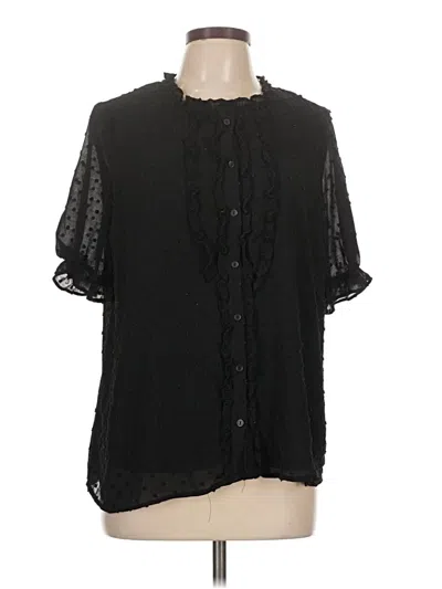 Pre-owned Gibson Look Short Sleeve Blouse In Black