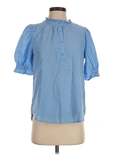 Pre-owned Gibson Look Short Sleeve Blouse In Blue