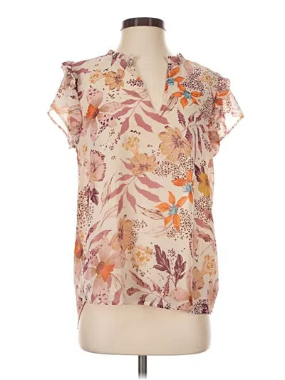 Pre-owned Gibson Look Short Sleeve Blouse In Brown