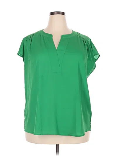 Pre-owned Gibson Look Short Sleeve Blouse In Green