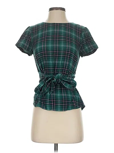 Pre-owned Gibson Look Short Sleeve Blouse In Green