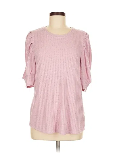 Pre-owned Gibson Look Short Sleeve Top Pink Boatneck Tops