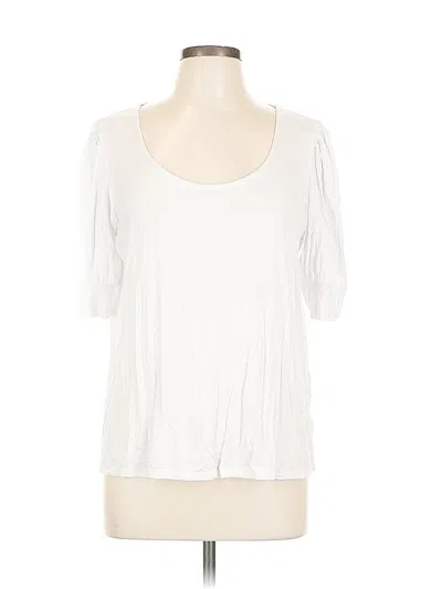 Pre-owned Gibson Look Short Sleeve Top White Scoop Neck Tops