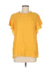Gibson Look Short Sleeve Top Yellow Ruffles Neckline Tops In Yellow